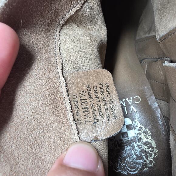 Vince Camuto Franell Suede Almond Toe Ankle Booties Womens Size 7.5 Taupe Zip - Picture 8 of 8